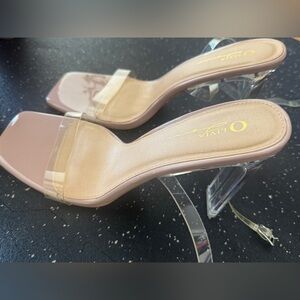 Olivia Jaymes Clear Nude Strap Heels size 10